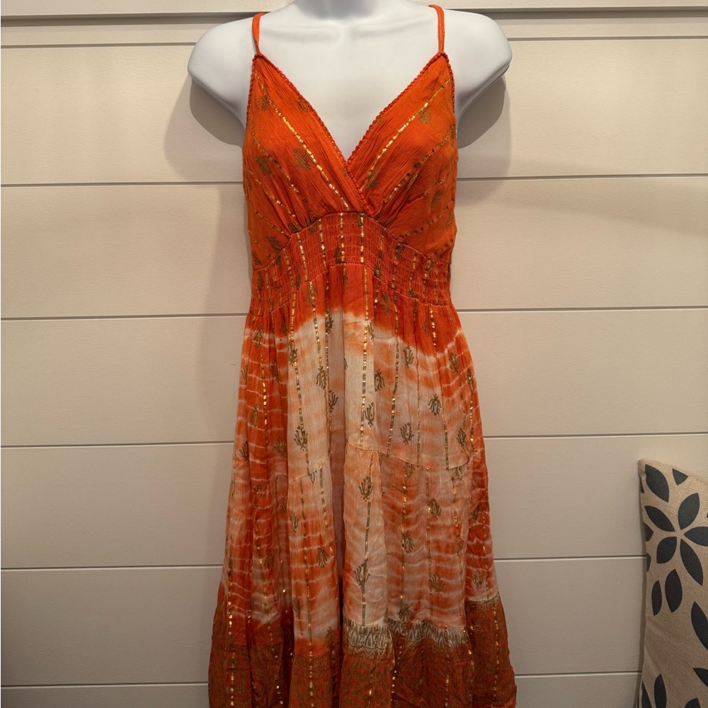 Sahiba Orange Dress, Women's L
